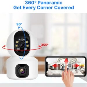 6MP Dual Lens ICSee WIFI Camera Dual Screen Smart Home Security Protection CCTV Indoor Camera Wireless