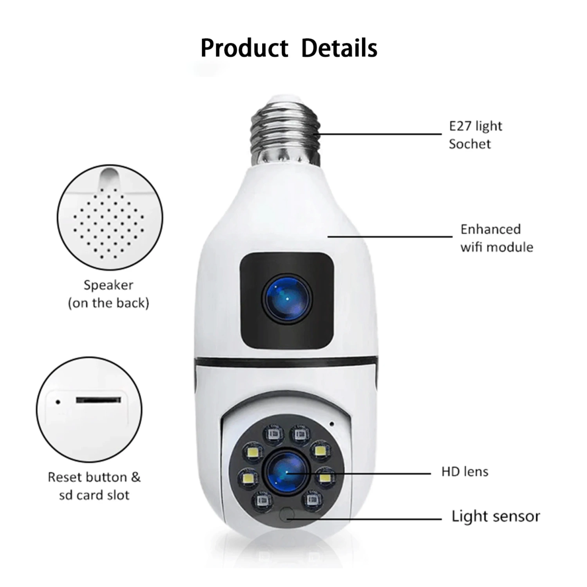 YIIOT 4MP E27 Bulb Wireless Dual Lens Camera