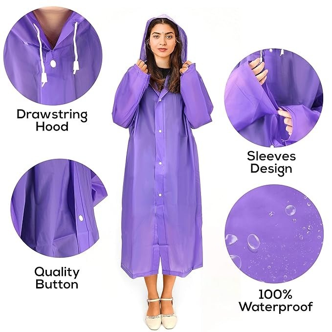 Unisex EVA Raincoat Transparent Rainwear Hoodie