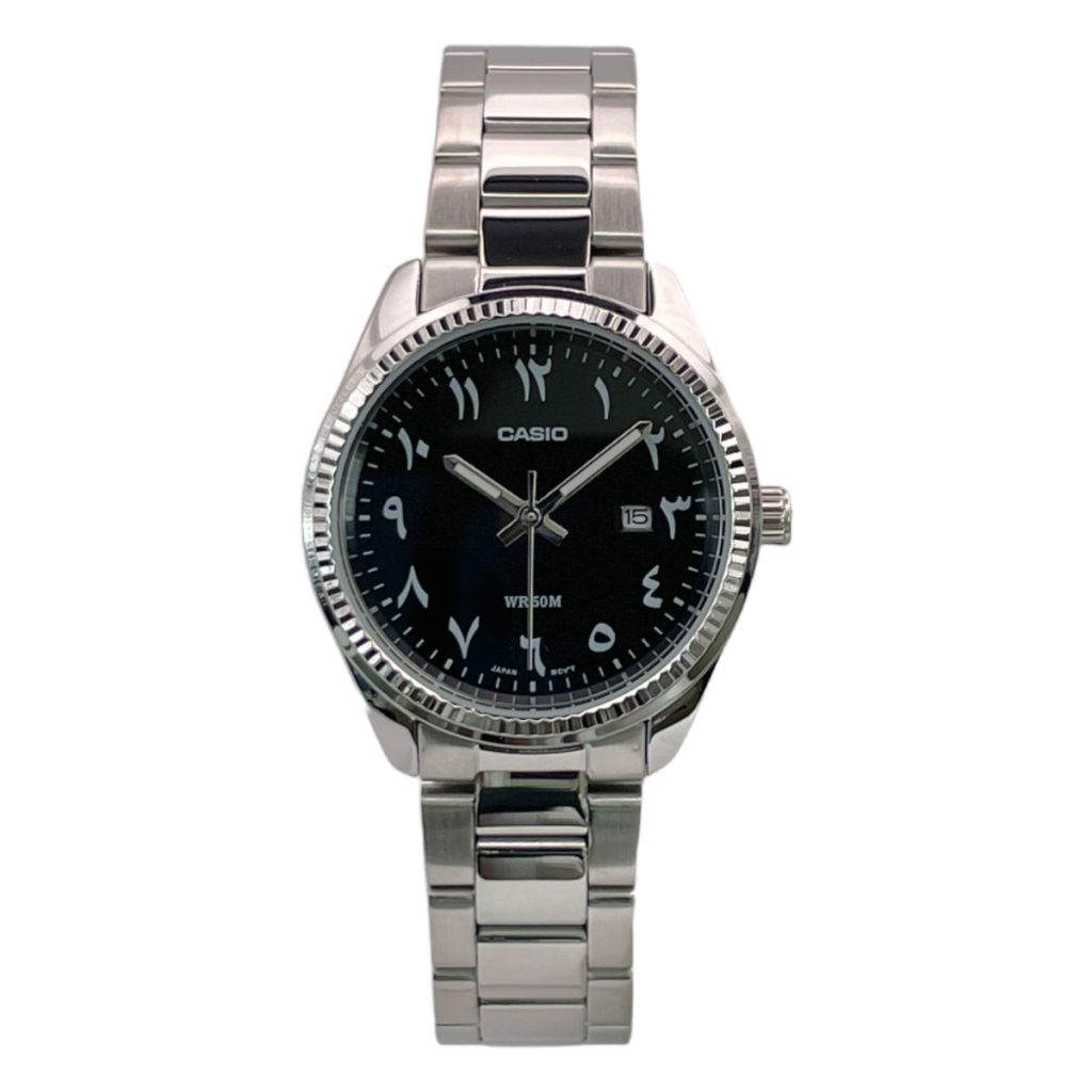 Universal Point Silver Watch With Arabic Counts