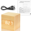 Wooden Thermometer Digital LED Alarm Clock with Light, Voice