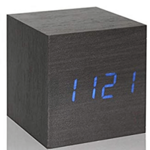 Wooden Thermometer Digital LED Alarm Clock with Light, Voice