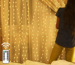 LED Curtain Fairy Lights with a Remote, 8 Modes Ft