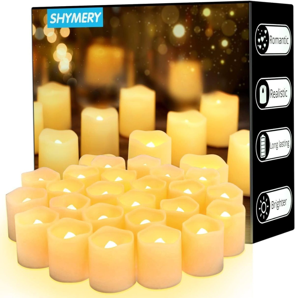 50 Pack Flickering Flameless Votive Candles