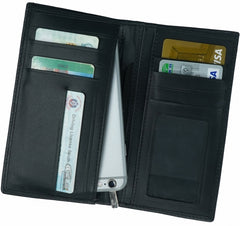 Leather Men Long Wallet Black