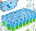 Pack of 3 Silicone Honeycomb Shape Ice Cube Tray with LID