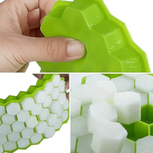 Pack of 3 Silicone Honeycomb Shape Ice Cube Tray with LID