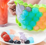 Pack of 3 Silicone Honeycomb Shape Ice Cube Tray with LID