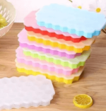 Pack of 3 Silicone Honeycomb Shape Ice Cube Tray with LID