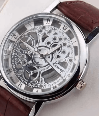 SILVER SHINING SKELETON WATCH FOR MEN