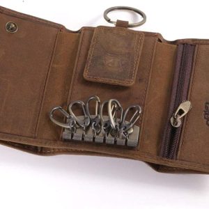 Slim Compact Leather Key Holder Wallet Pouch