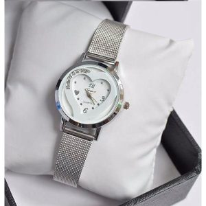 GANY HEART SHAPE SILVER CHAIN WATCH FOR LADIES